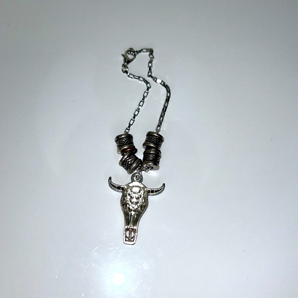 Hand Crafted Cow Skull Western Bead Accent Stainless Steel Bracelet Southwest - Picture 4 of 6